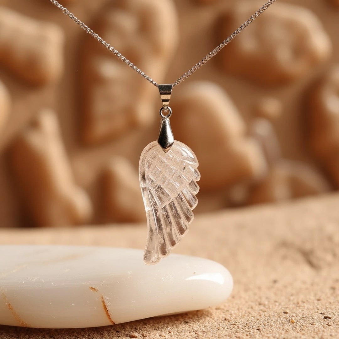 Pendentif "Aile d'Ange" en Pierre Naturelle