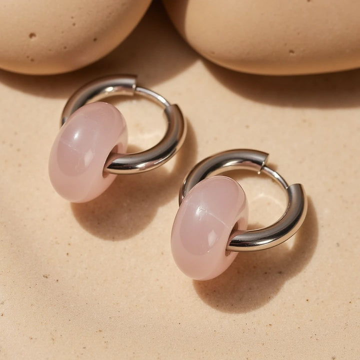 Boucles d'Oreilles "Double Créole" en Pierres Naturelles