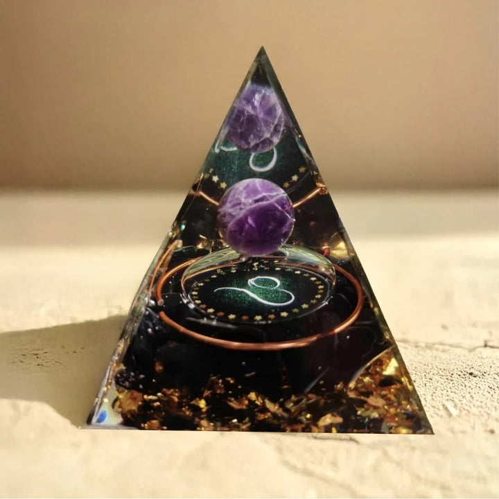 Orgonite Signe Astrologique en Améthyste & Obsidienne