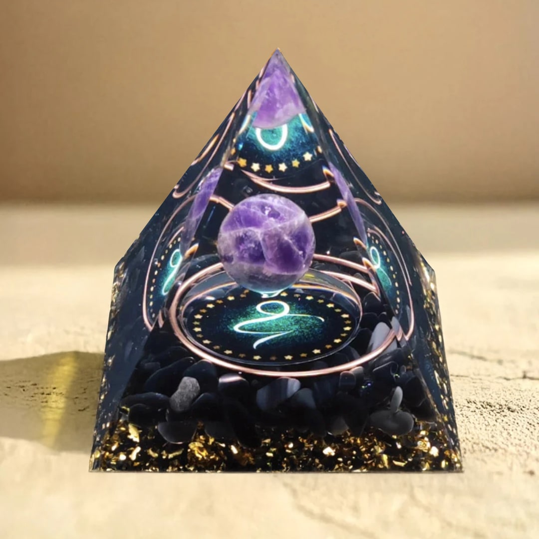 Orgonite Signe Astrologique en Améthyste & Obsidienne