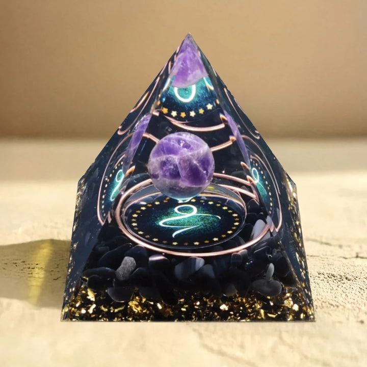 Orgonite Signe Astrologique en Améthyste & Obsidienne