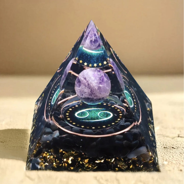 Orgonite Signe Astrologique en Améthyste & Obsidienne