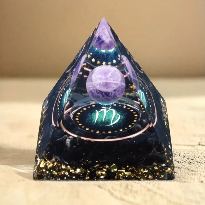 Orgonite Signe Astrologique en Améthyste & Obsidienne