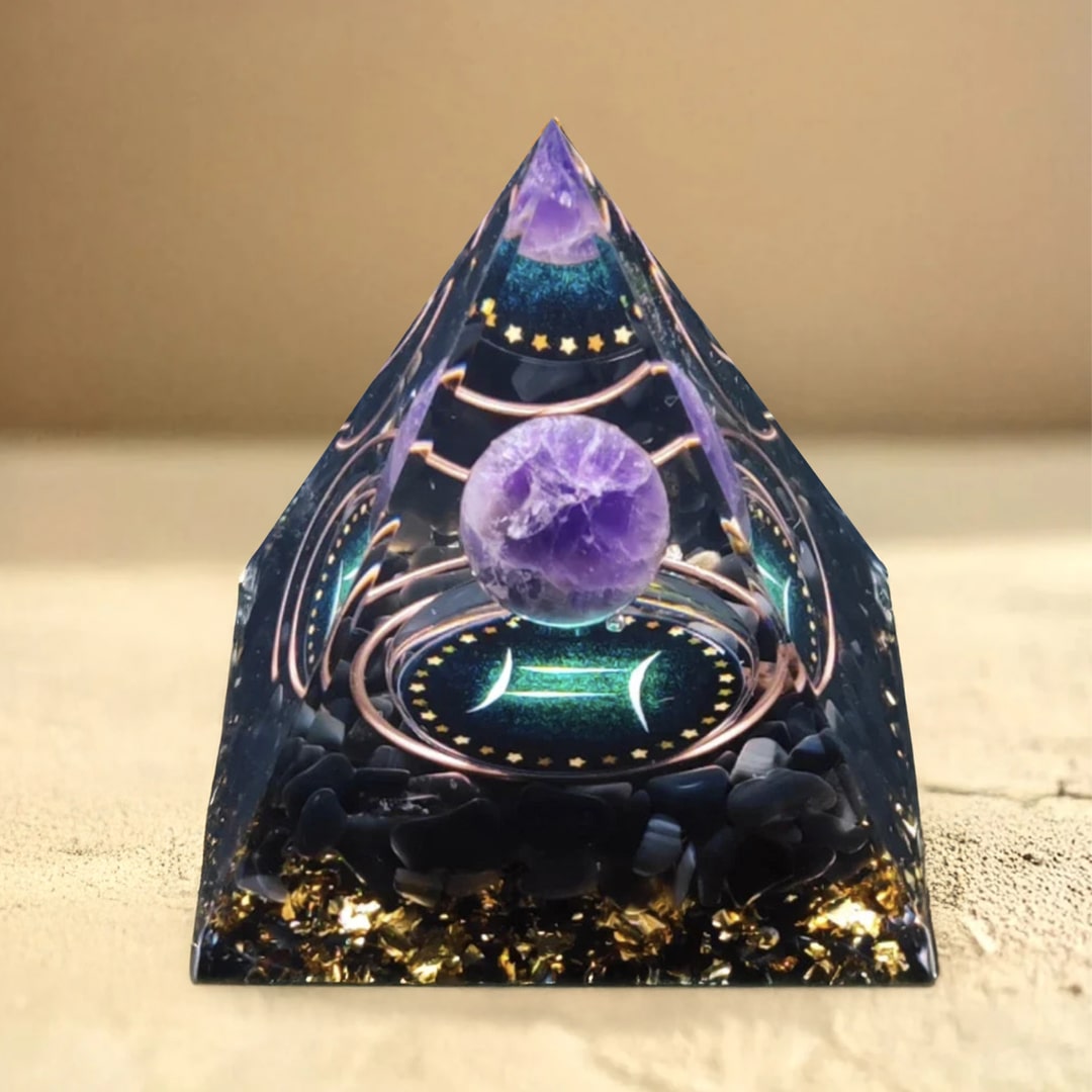 Orgonite Signe Astrologique en Améthyste & Obsidienne
