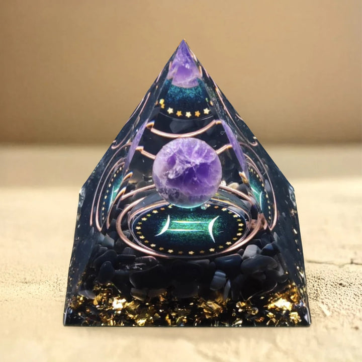 Orgonite Signe Astrologique en Améthyste & Obsidienne