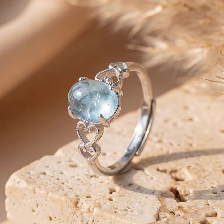Bague Ajustable "Cristal de Mer" en Aigue-Marine