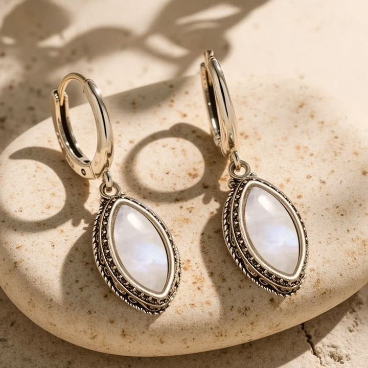 Boucles d'Oreilles "Clair de Lune" en Pierre de Lune