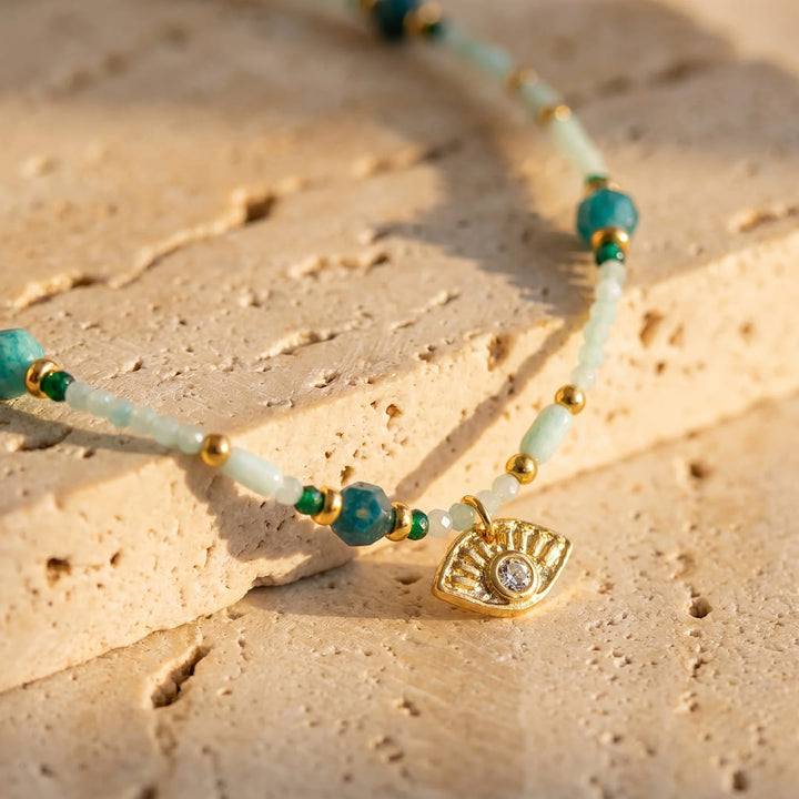 Collier "Oeil protecteur & Sérénité Intérieure" en Amazonite & Apatite