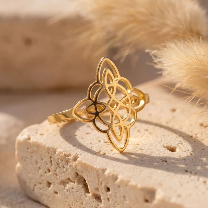 Bague Ajustable "Symbole de Protection" - Noeud de Sorcière
