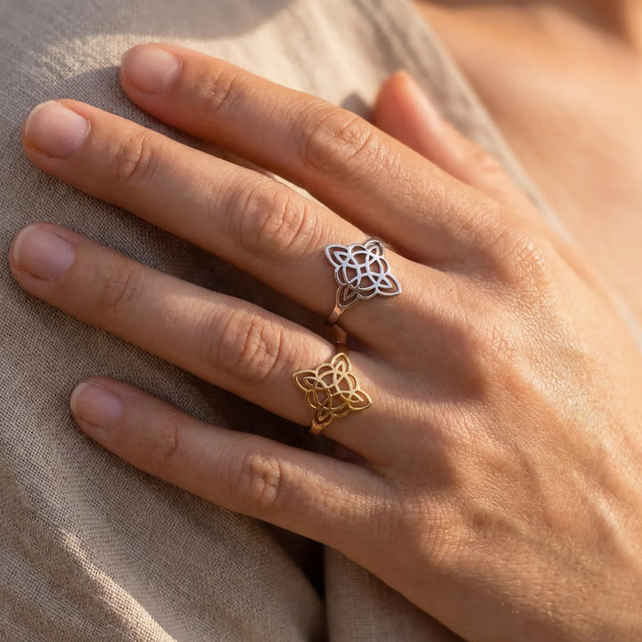 Bague Ajustable "Symbole de Protection" - Noeud de Sorcière