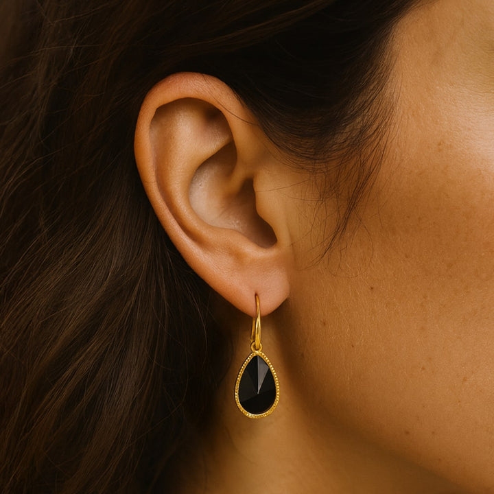 Boucles d'Oreilles "Symbole de Force" en Onyx