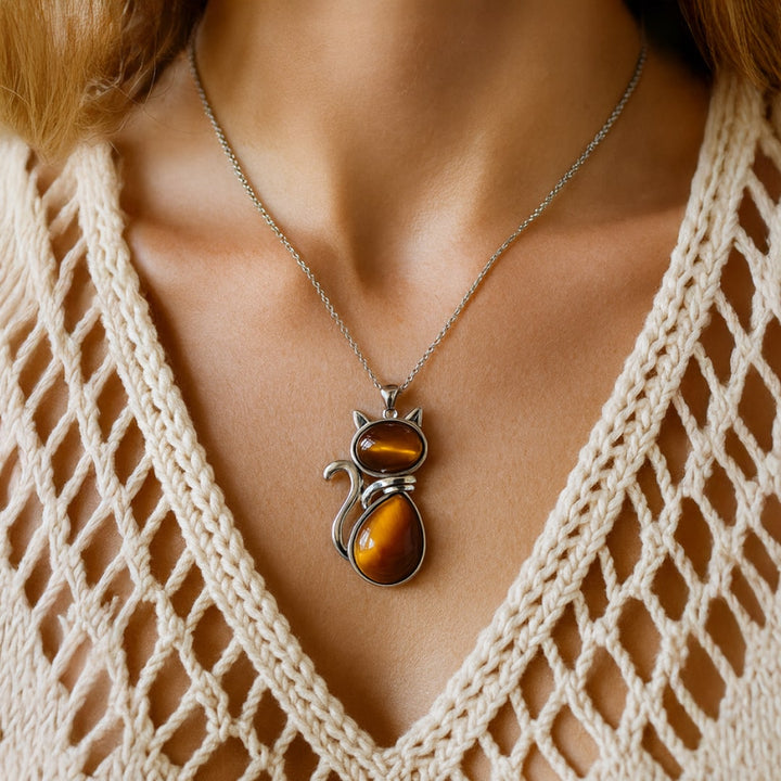 Pendentif Chat en Pierre Naturelle