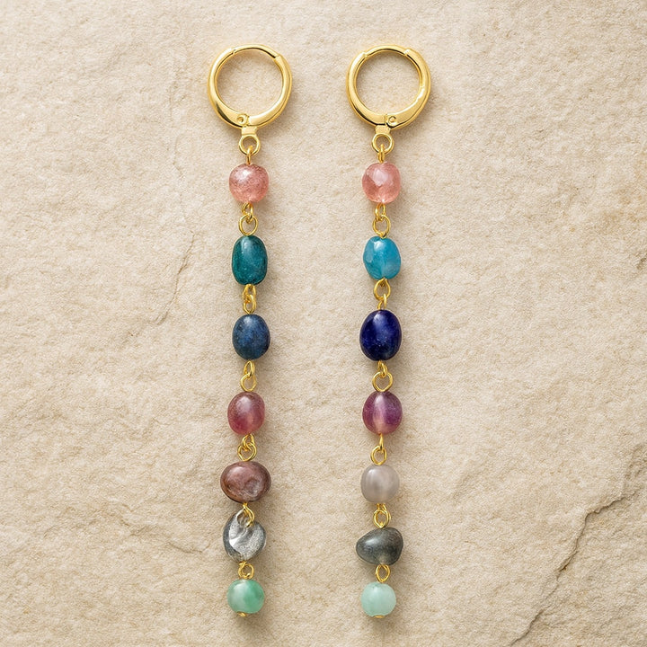 Boucles d'Oreilles "Cascade Bien-Être des 7 Chakras"