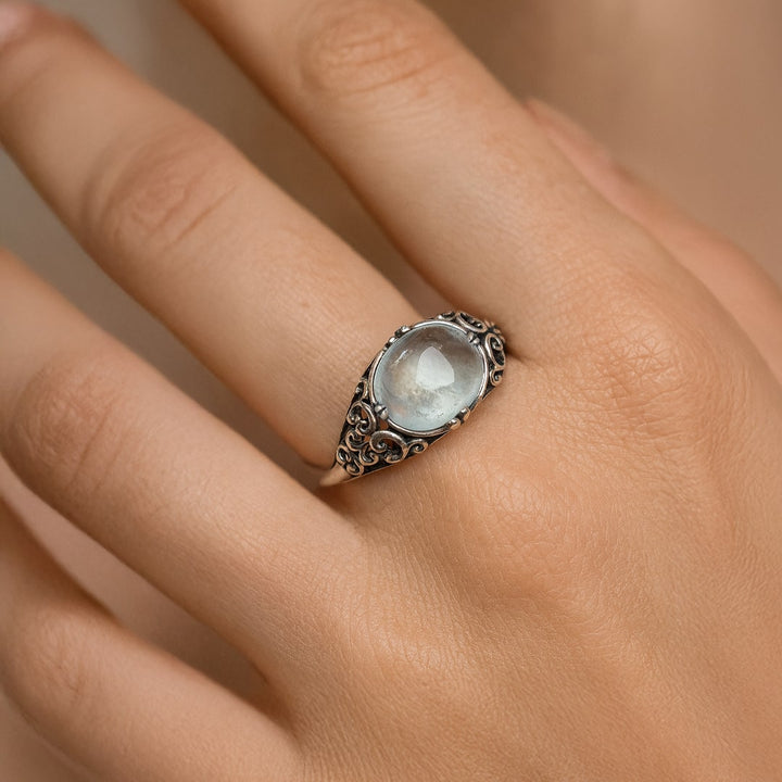 Bague Ajustable "Voix de l’Âme" en Aigue-Marine