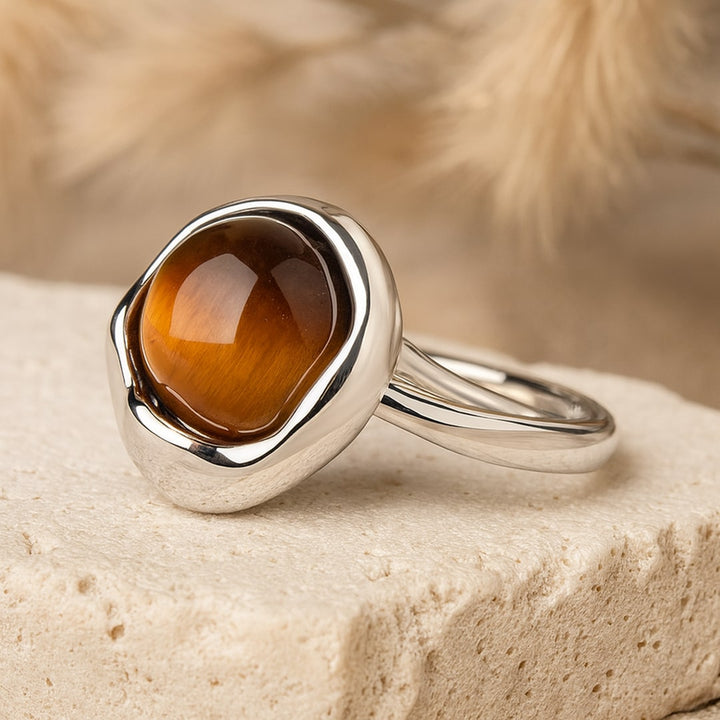 Bague Ajustable "Shakti" en Oeil de Tigre