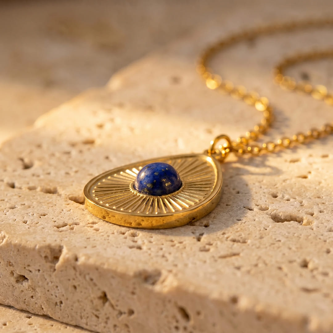 Pendentif Goutte "Œil Gardien" en Lapis Lazuli