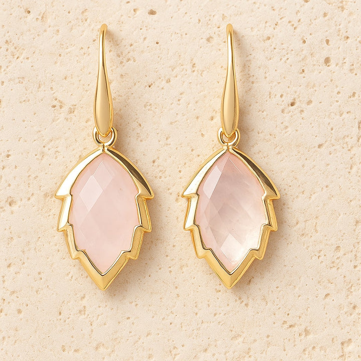 Boucles d'Oreilles Feuilles de l'Arbre en Pierre Naturelle