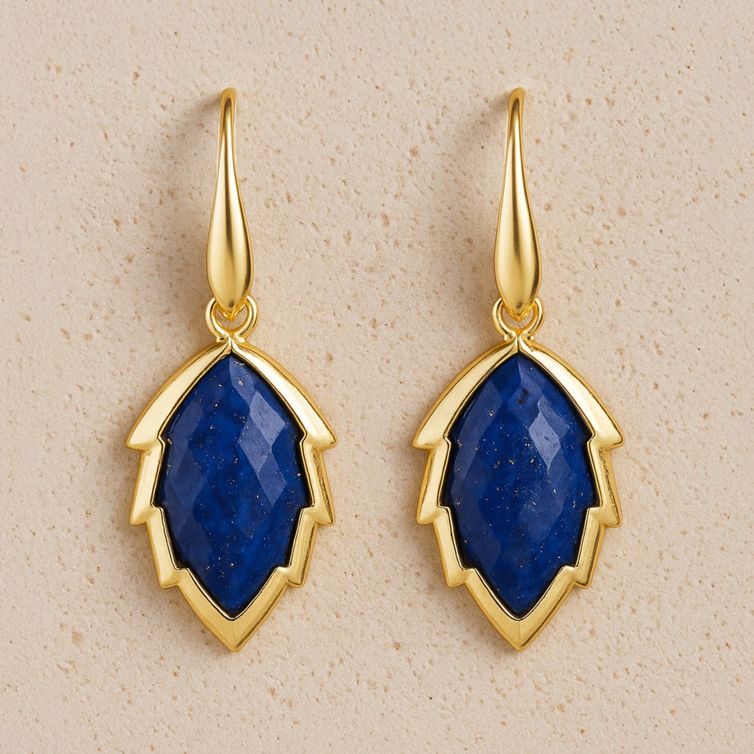 Boucles d'Oreilles Feuilles de l'Arbre en Pierre Naturelle