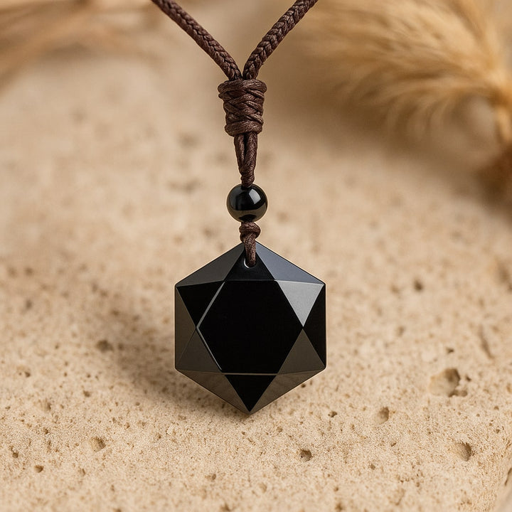 Pendentif "Étoile" en Obsidienne Noire