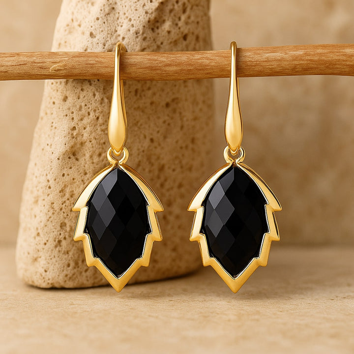 Boucles d'Oreilles Feuilles de l'Arbre en Pierre Naturelle