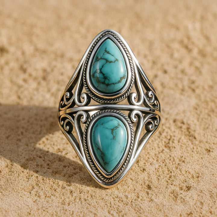 Bague "Echo Protecteur" en Turquoise, Finition Argentée