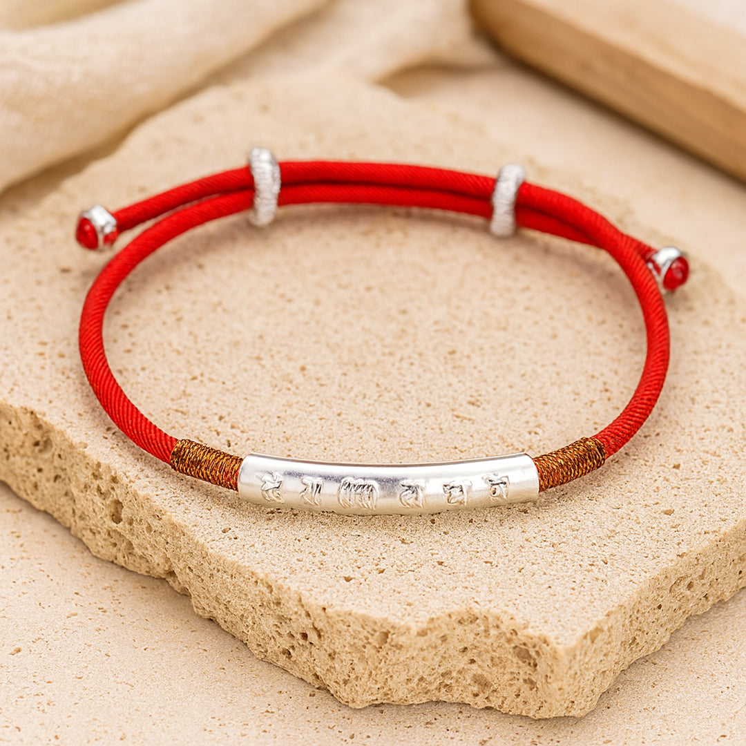 Bracelet Corde Rouge "Mantra" - Porte-Bonheur Symbolique