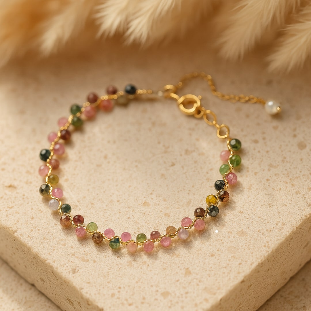 Bracelet Élégant en Tourmaline Multicolore
