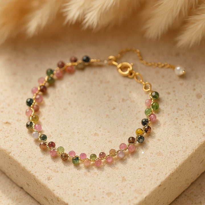 Bracelet Élégant en Tourmaline Multicolore