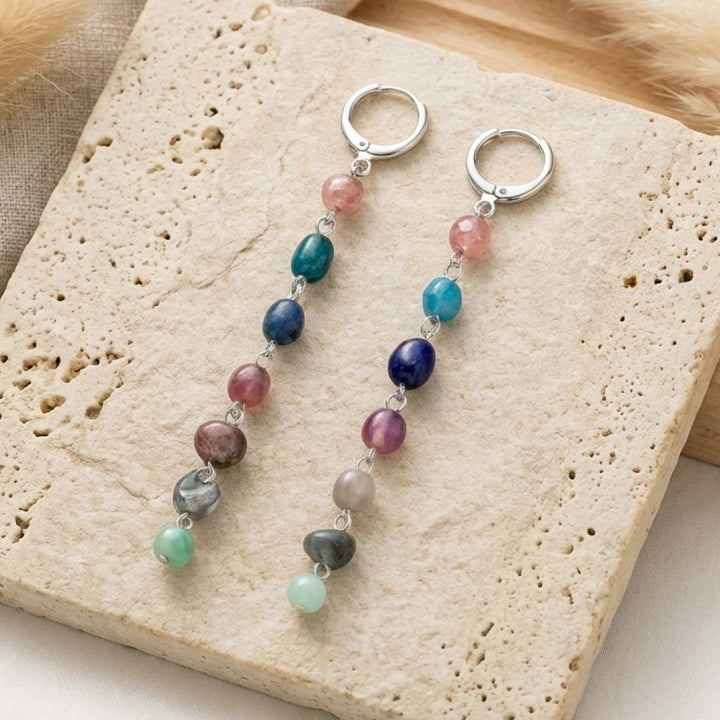 Boucles d'Oreilles "Cascade Bien-Être des 7 Chakras"