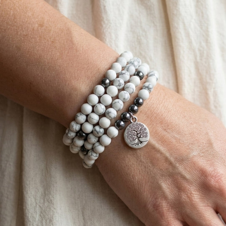 Bracelet Mala "Douceur Féminine" en Howlite