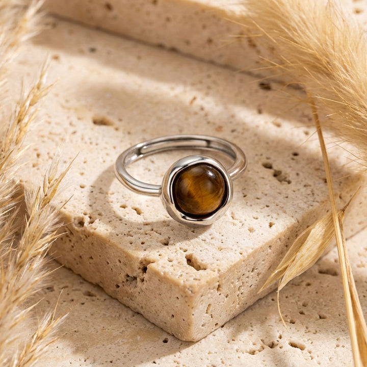 Bague Ajustable "Shakti" en Oeil de Tigre