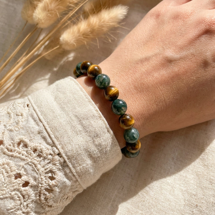 Bracelet "Équilibre & Protection" en Oeil de Tigre & Agate Mousse