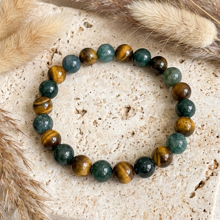 Bracelet "Équilibre & Protection" en Oeil de Tigre & Agate Mousse