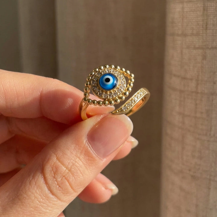 Bague Ajustable Oeil Bleu Porte-Bonheur