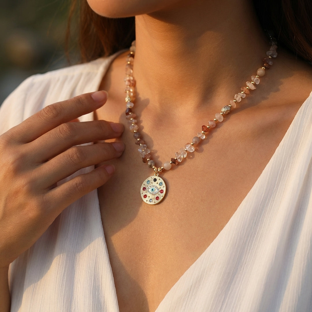Collier "Protection Sacrée" en Lodolite