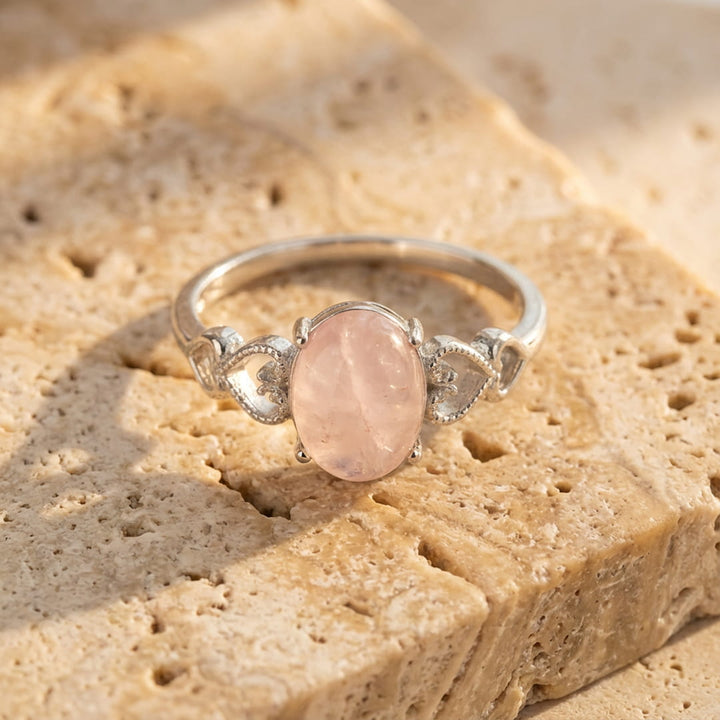 Bague Ajustable "Sérénité Rose" en Quartz Rose