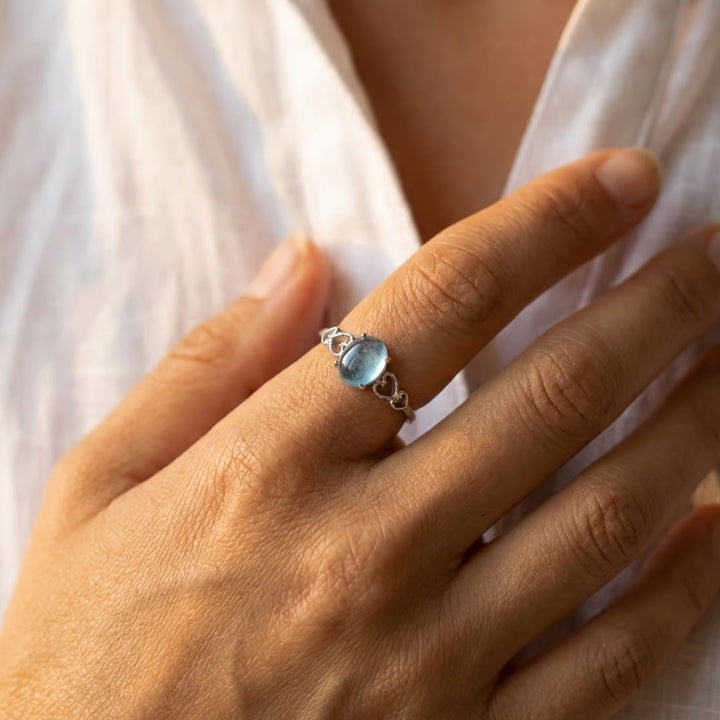 Bague Ajustable "Cristal de Mer" en Aigue-Marine