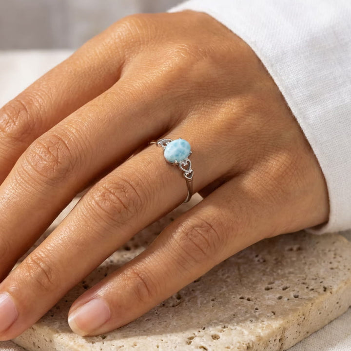 Bague Ajustable "Lagon Intérieur" en Pierre de Larimar