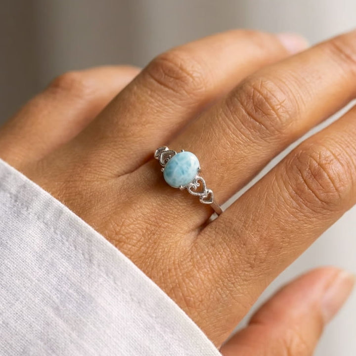 Bague Ajustable "Lagon Intérieur" en Pierre de Larimar