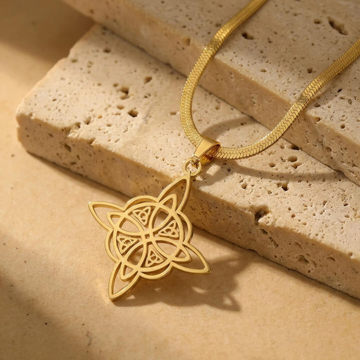Pendentif "Protection Éternelle" - Nœud de Sorcière, Chaîne plate