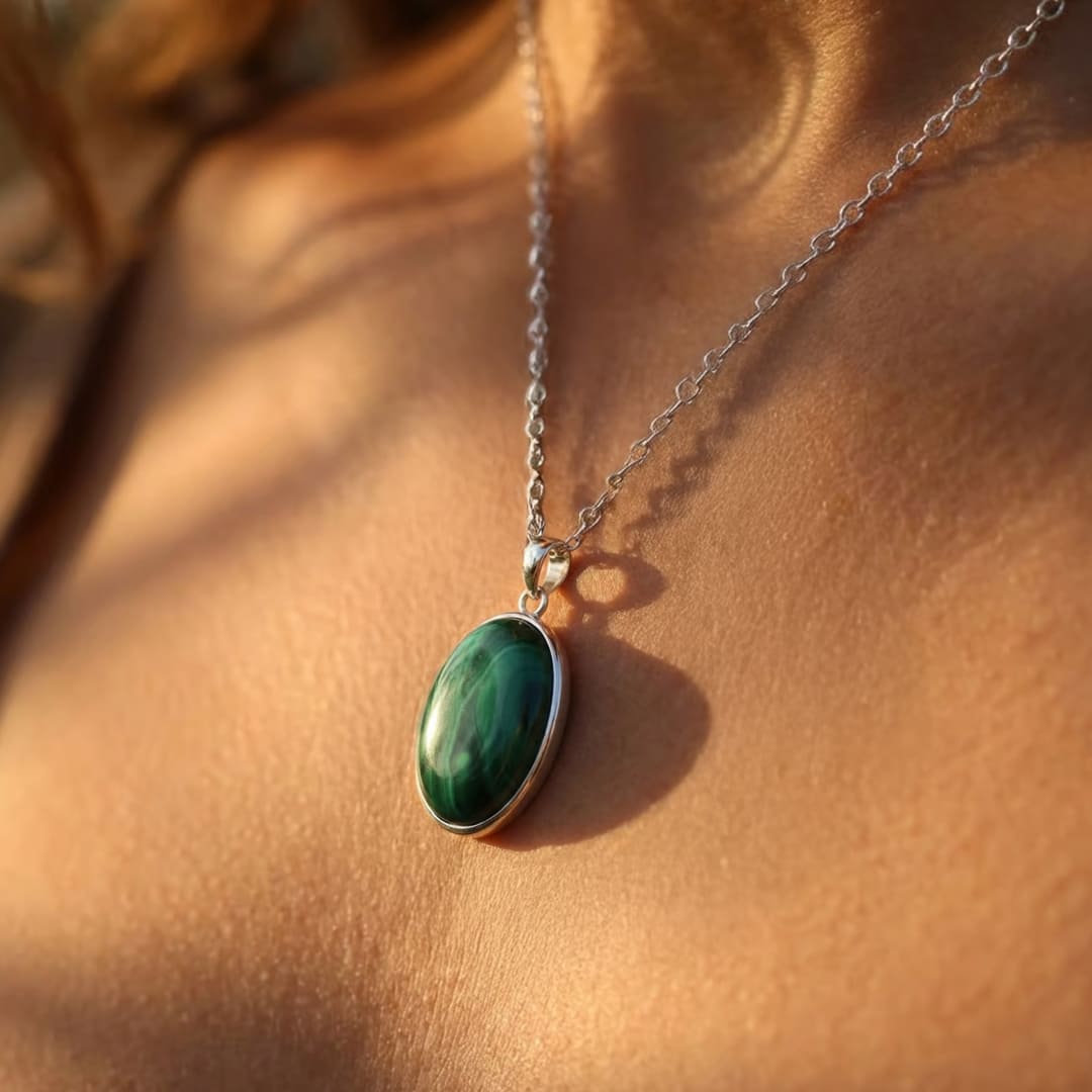 Pendentif “Renaissance Intérieure” en Malachite