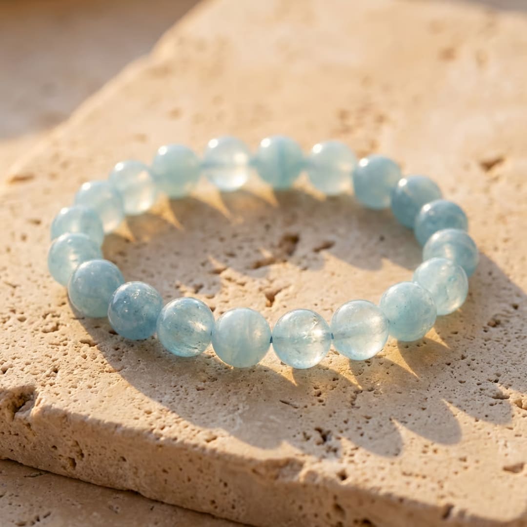 Bracelet "Bonheur" en Aigue-Marine