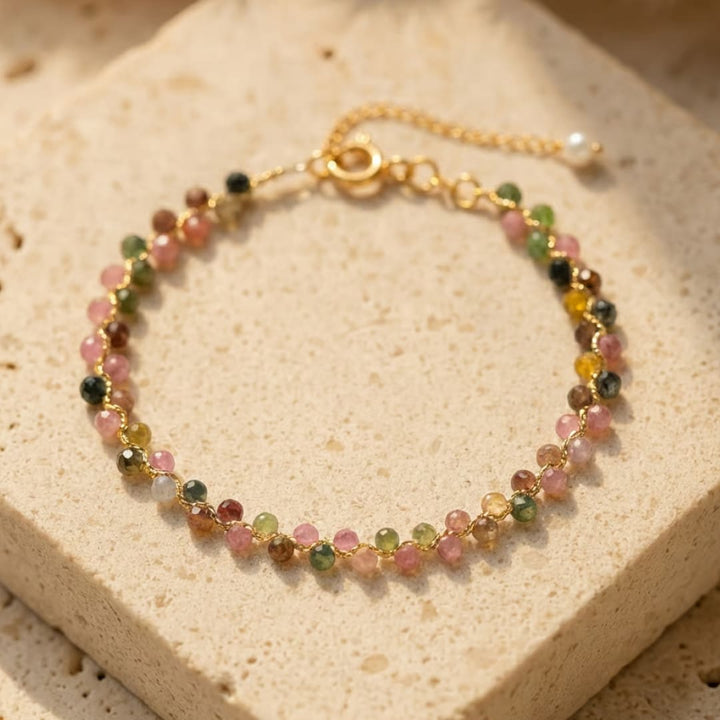 Bracelet Élégant en Tourmaline Multicolore