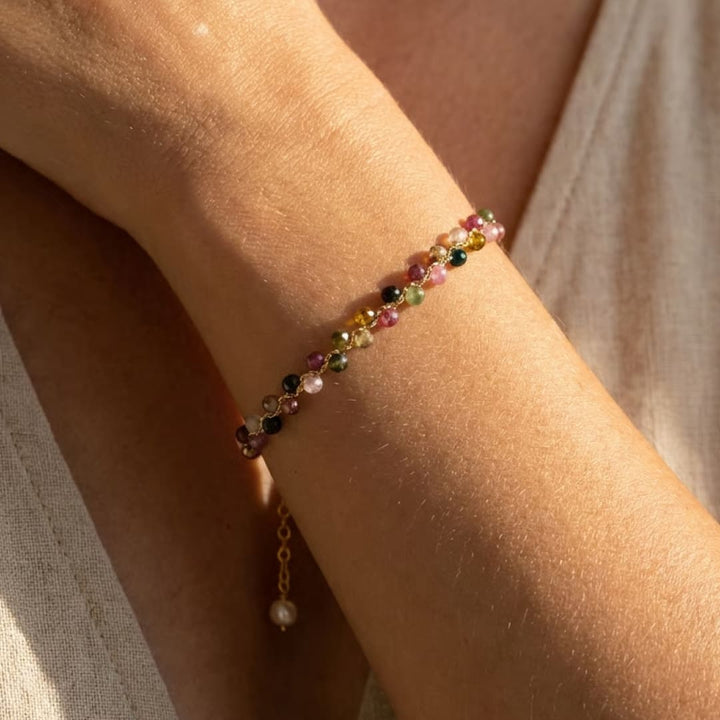 Bracelet Élégant en Tourmaline Multicolore