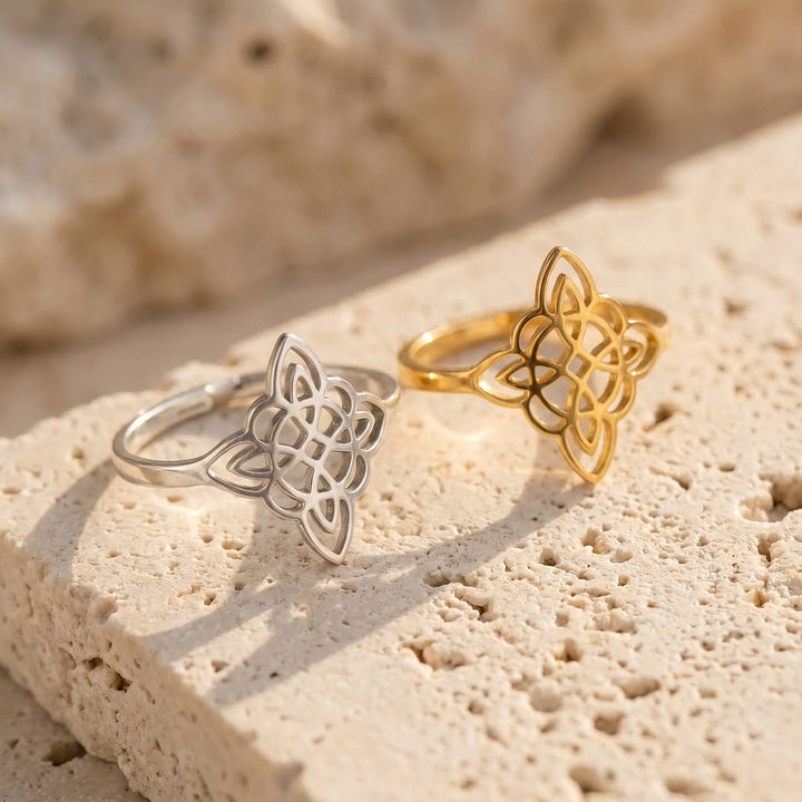 Bague Ajustable "Symbole de Protection" - Noeud de Sorcière
