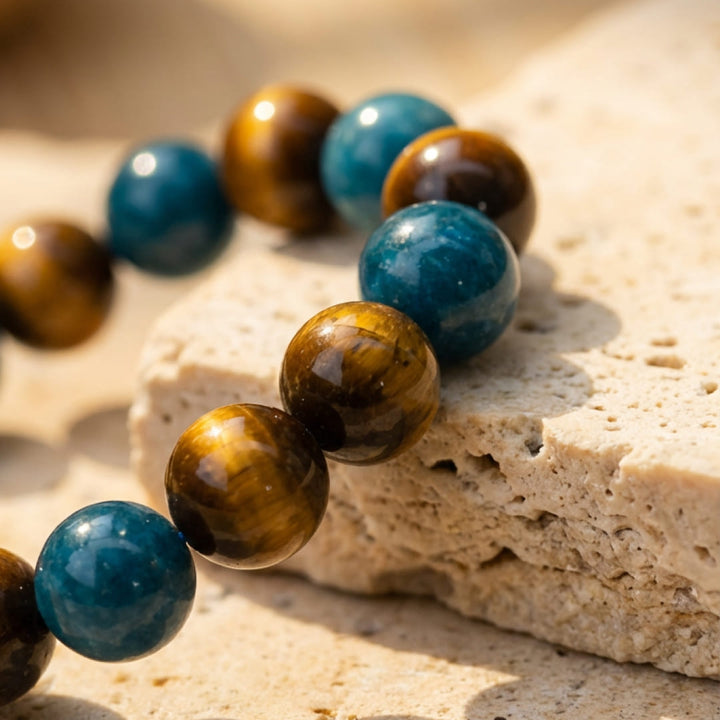 Bracelet "Nouvel Élan" en Apatite & Oeil de Tigre