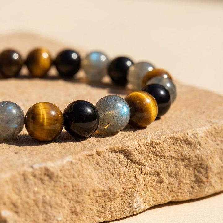 Bracelet "Protection Ultime" en Tourmaline, Oeil de Tigre & Labradorite