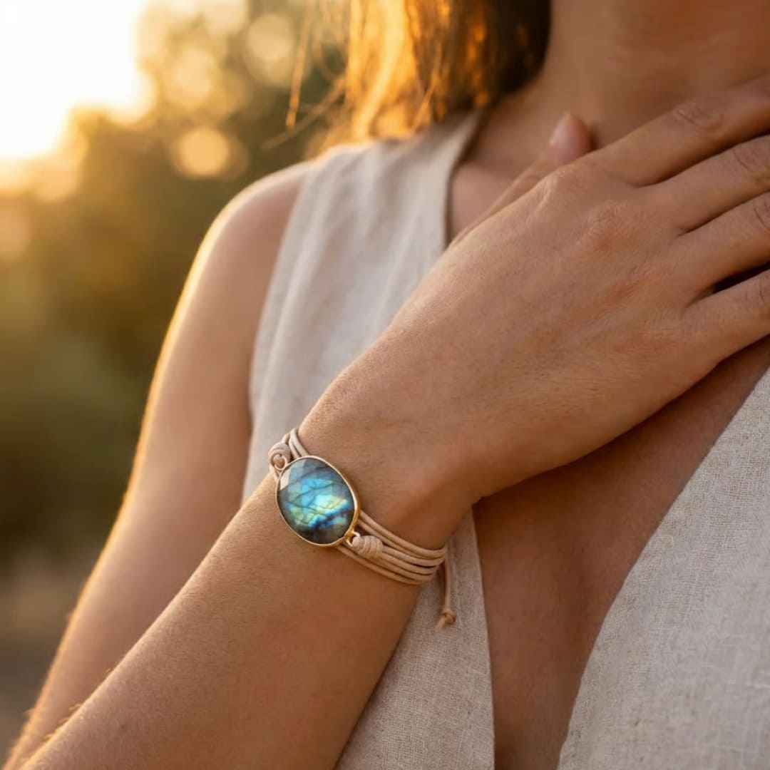 Bracelet "Bouclier de Lumière" en Labradorite
