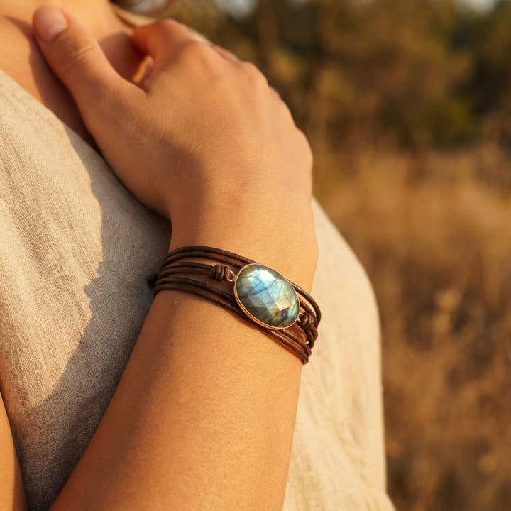 Bracelet "Bouclier de Lumière" en Labradorite