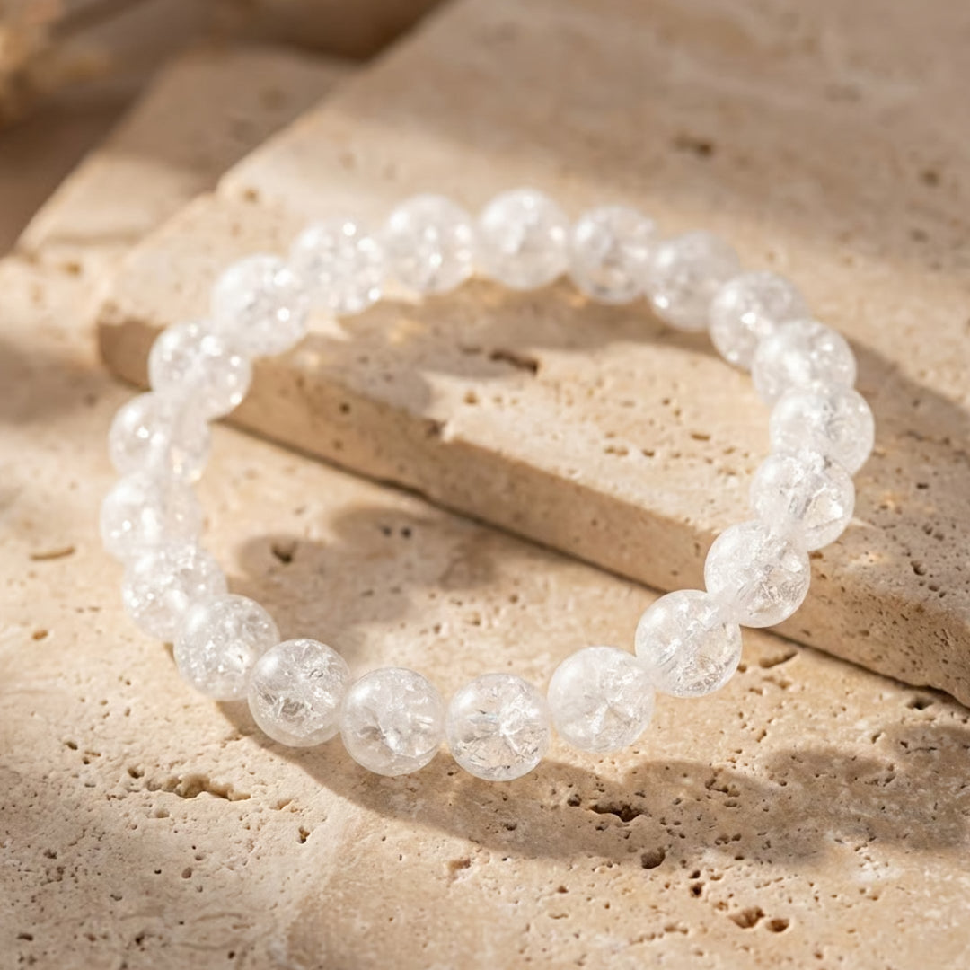 Bracelet "Éclats de Lumière" en Cristal de Roche Craquelé